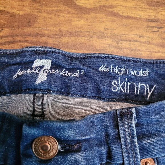7 For All Mankind Jeans Size 30 High Rise Skinny Medium Dark Wash Stretch - Picture 4 of 10